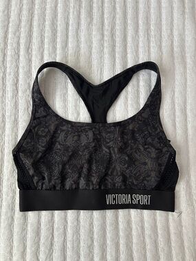 Victoria's Secret Black Patterned Racerback Sports Bra